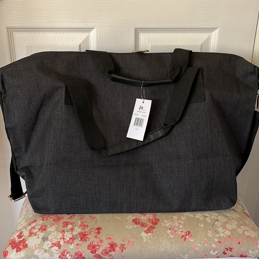 NWT JM Jessica Moore Dark Grey Weekend Tote Bag, Duffel Travel Work Gym School - Picture 6 of 8